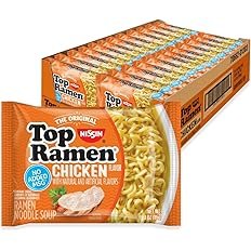 Nissin Top Ramen Noodle Soup, Chicken, 3 Ounce (Pack of 24)