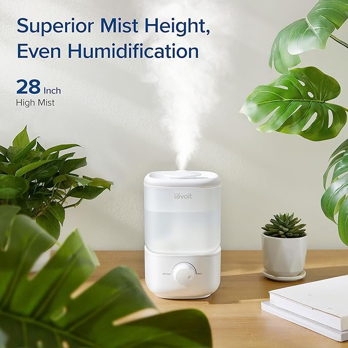 LEVOIT Top Fill Humidifiers for Bedroom, 2.5L Tank for Large Room, Easy to Fill & Clean, 26dB Quiet 