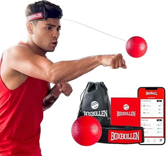 Boxbollen® Boxing Reflex Ball - Celebrity-Endorsed Home Workout Game - App-Connected Punch Counter -