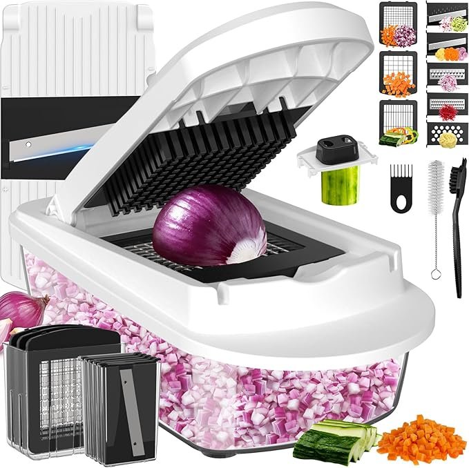 8 Blade All-in-1 Vegetable Chopper Mandoline Slicer with Container, Food Chopper, Onion Chopper, Veg