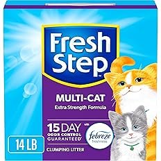 Fresh Step Clumping Cat Litter, Multi-Cat, Long Lasting Odor Control Kitty Litter with Activated Cha