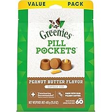 Greenies Pill Pockets for Dogs Large Size, Soft Dog Treats, with Real Peanut Butter, 15.8 oz. Pouch 