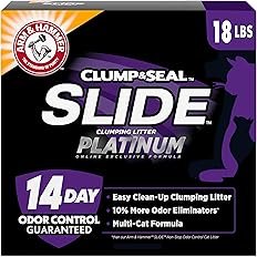 ARM & HAMMER Clump & Seal SLIDE Platinum Multi-Cat Clumping Cat Litter, 14-Day Odor Control, EZ Clea