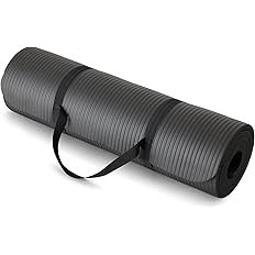 Basics Extra Thick Exercise Yoga Mat with Carrying Strap