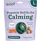 WOOF Pupsicle Refill Pops - Low-Mess Dog Snacks - with Peanut Butter and Beef - Dog Treats - Long La